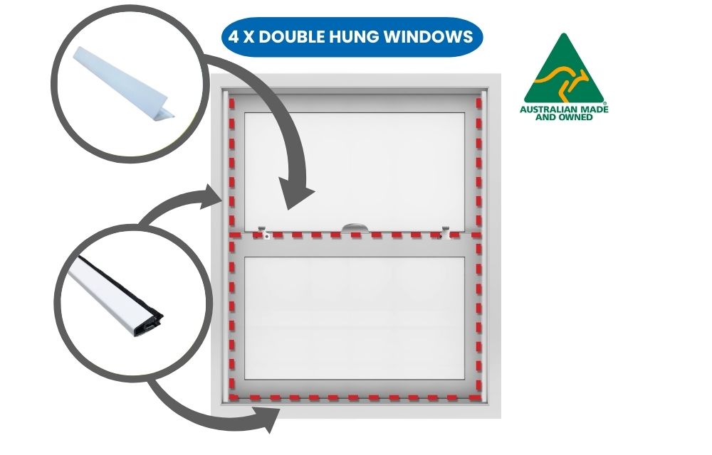 Double-Hung/Sash Windows Draught Proofing Kit | 4 Windows
