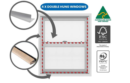 Double-Hung/Sash Windows Draught Proofing Kit | 4 Windows