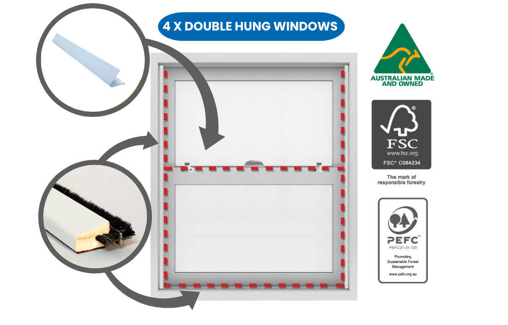Double-Hung/Sash Windows Draught Proofing Kit | 4 Windows